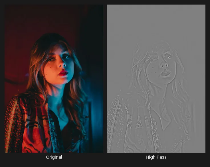 Side-by-side comparison: the original image on the left and the same image after the High Pass node on the right.
