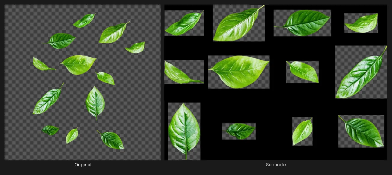 The source image beside its separated layers laid out in a row.