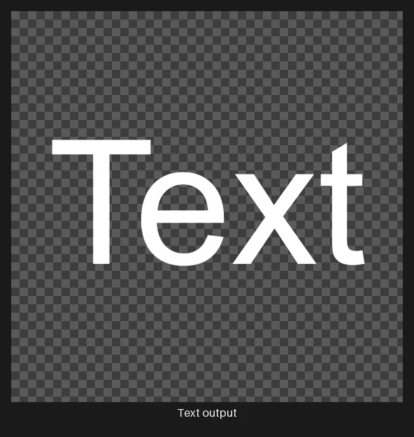 A line of rendered text on a transparent background produced by the Text node.